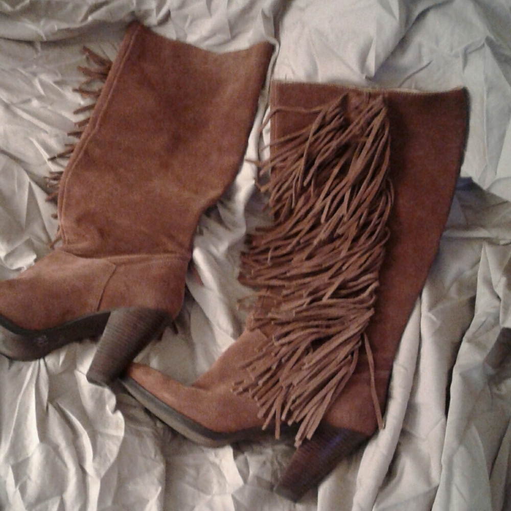 Micheal kors boots suede w fringe brown